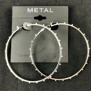 Kohl's Metal Earrings Silver-tone Hoop 2 3/8"